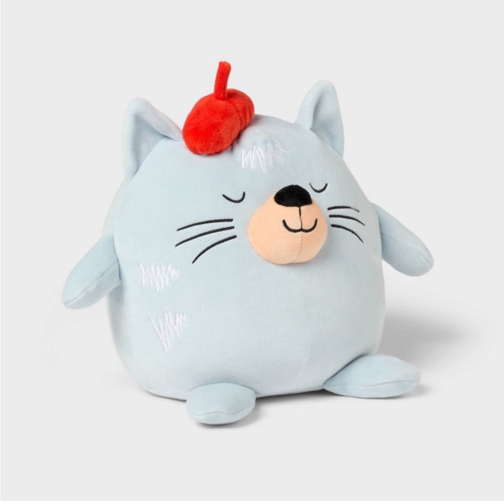 🩵Cat Kids' Mini Weighted Plush Throw Pillow Blue - Pillowfort